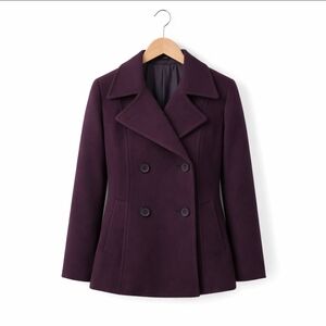 1 Madison Purple Wool Minimalist Peacoat Sz Lg